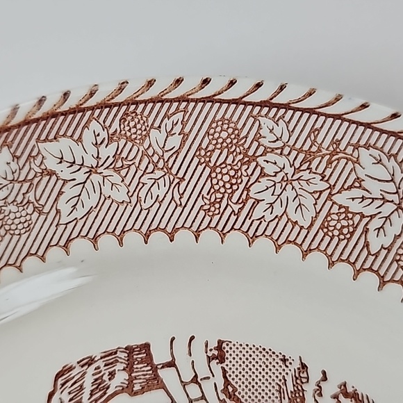 8 Pc Vintage Old Classic Prints Ohio Brown Transferware 6" Bowls, 7.25" Plates - Picture 13 of 16